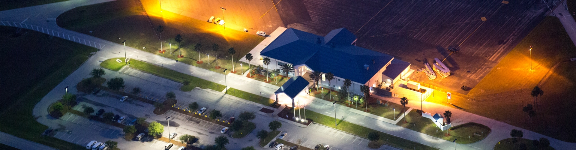 Night time image of Lakeland Airport Offices